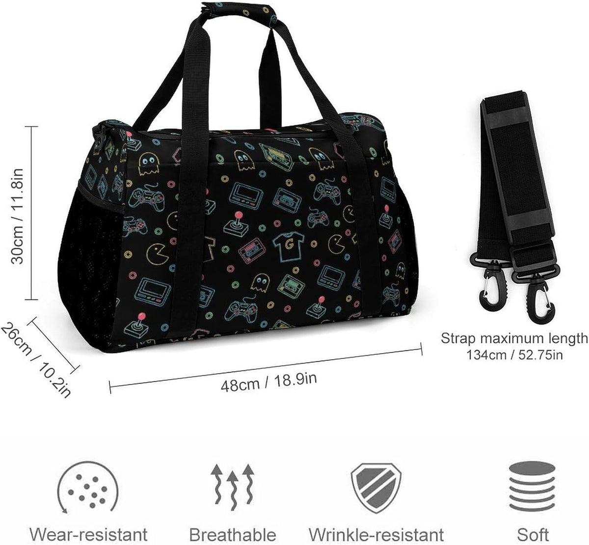 Foldable Carry On Travel Duffel Weekender Bag Lightweight Overnight Tote Bag for Men Women Sport