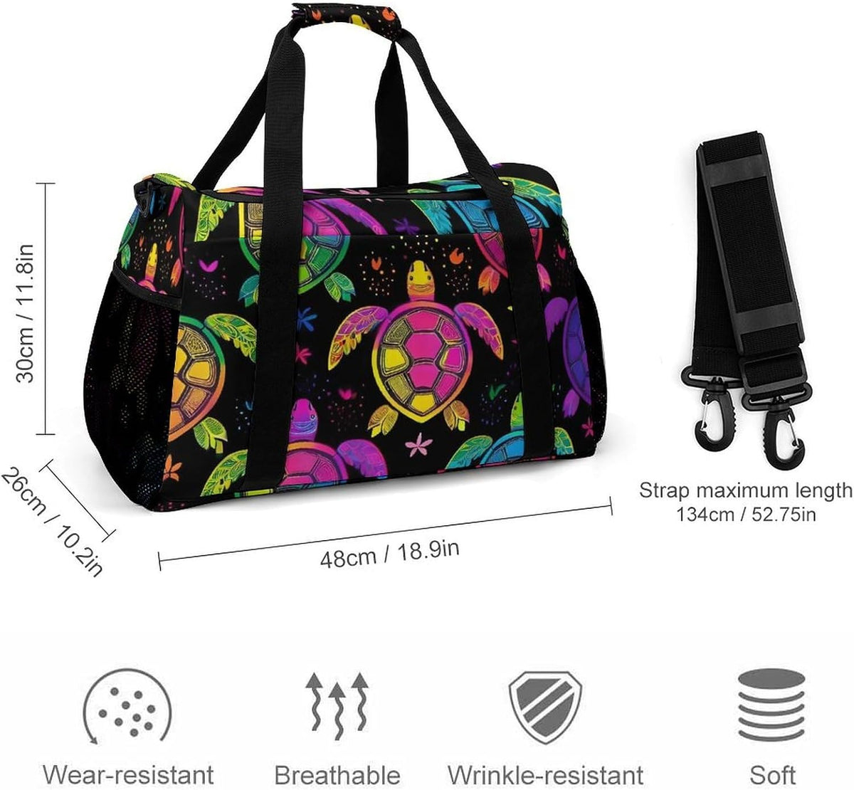 Foldable Carry On Travel Duffel Weekender Bag Lightweight Overnight Tote Bag for Men Women Sport