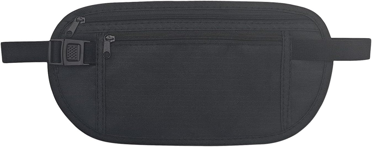 Money Belt Anti-theft Waist Pack Nylon Fanny Pack Hidden Under Clothes Passport Holder Travel Wallet with Adjustable Buckle for Travel, Running, Hiking, Cycling (Khaki)