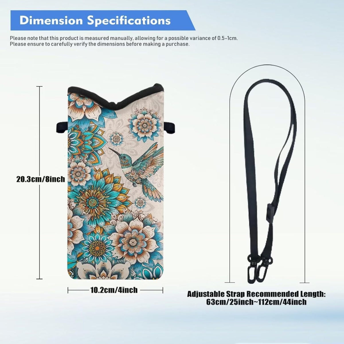 Women Men Crossbody Phone Bag Lightweight Neoprene Cellphone Case Waterproof Phone Carry Pouch for iPhone 15/14/ 13 Pro Max, for Samsung S24, S23+, A25, A35, Hummingbird Floral Pattern - Colors A
