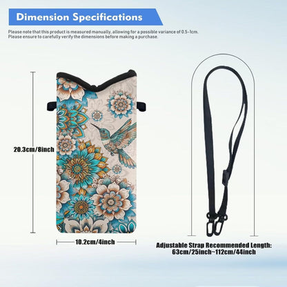 Women Men Crossbody Phone Bag Lightweight Neoprene Cellphone Case Waterproof Phone Carry Pouch for iPhone 15/14/ 13 Pro Max, for Samsung S24, S23+, A25, A35, Hummingbird Floral Pattern - Colors A