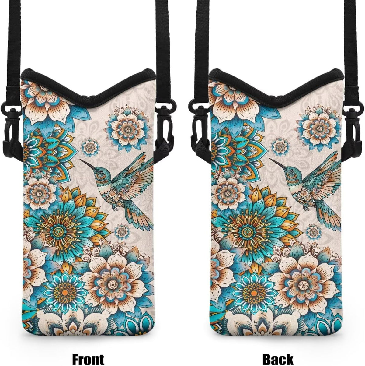Women Men Crossbody Phone Bag Lightweight Neoprene Cellphone Case Waterproof Phone Carry Pouch for iPhone 15/14/ 13 Pro Max, for Samsung S24, S23+, A25, A35, Hummingbird Floral Pattern - Colors A