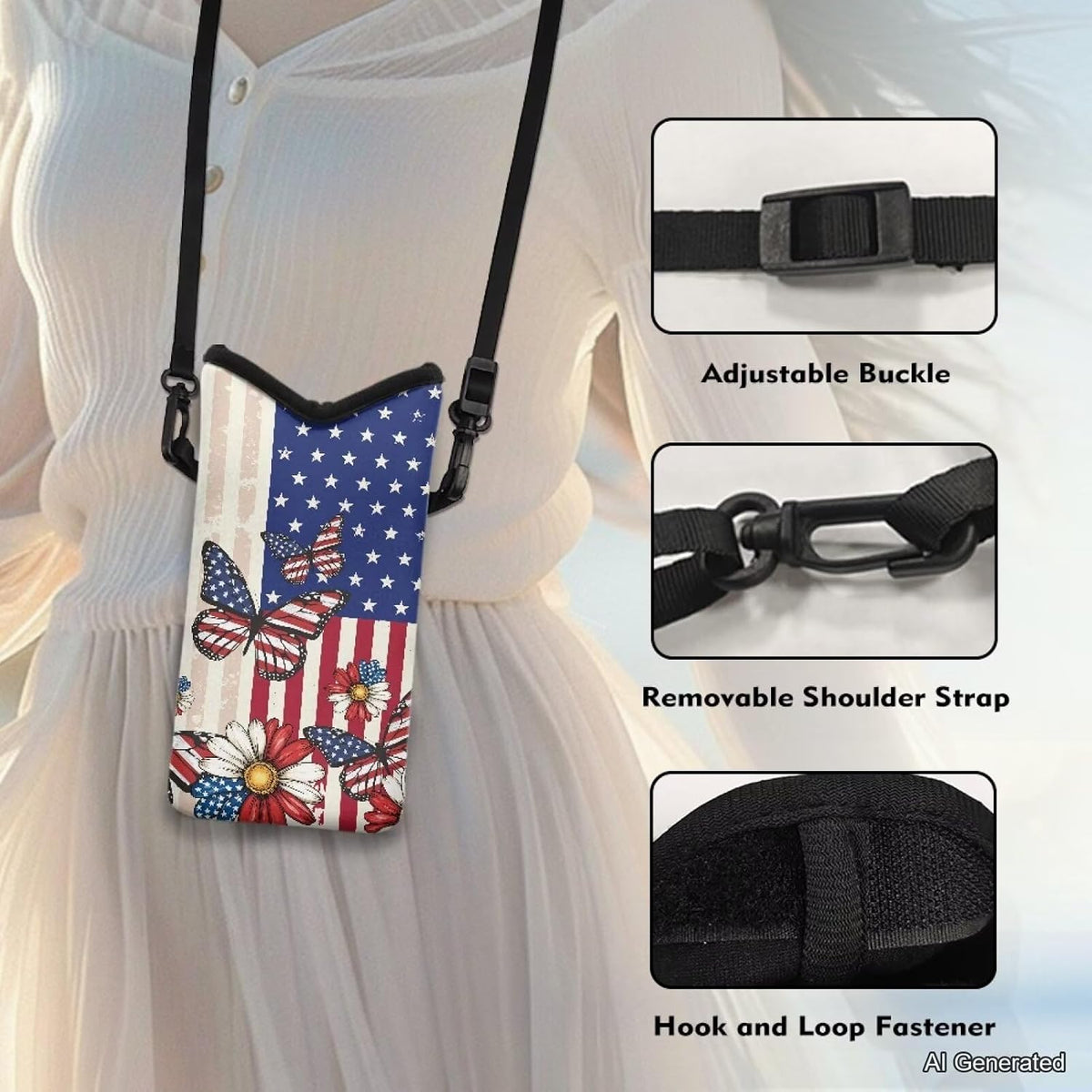Women Men Crossbody Phone Bag Lightweight Neoprene Cellphone Case Waterproof Phone Carry Pouch for iPhone 15/14/ 13 Pro Max, for Samsung S24, S23+, A25, A35, Hummingbird Floral Pattern - Colors A
