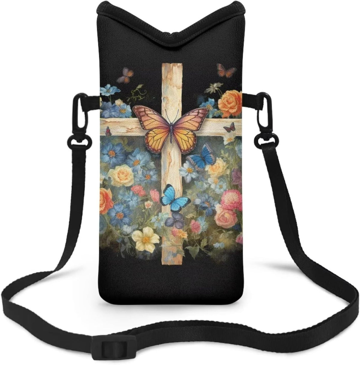 Women Men Crossbody Phone Bag Lightweight Neoprene Cellphone Case Waterproof Phone Carry Pouch for iPhone 15/14/ 13 Pro Max, for Samsung S24, S23+, A25, A35, Hummingbird Floral Pattern - Colors A