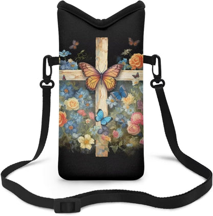 Women Men Crossbody Phone Bag Lightweight Neoprene Cellphone Case Waterproof Phone Carry Pouch for iPhone 15/14/ 13 Pro Max, for Samsung S24, S23+, A25, A35, Hummingbird Floral Pattern - Colors A