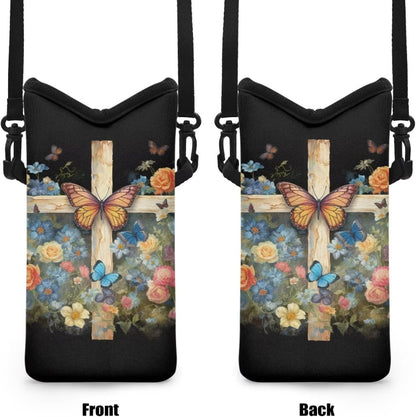 Women Men Crossbody Phone Bag Lightweight Neoprene Cellphone Case Waterproof Phone Carry Pouch for iPhone 15/14/ 13 Pro Max, for Samsung S24, S23+, A25, A35, Hummingbird Floral Pattern - Colors A
