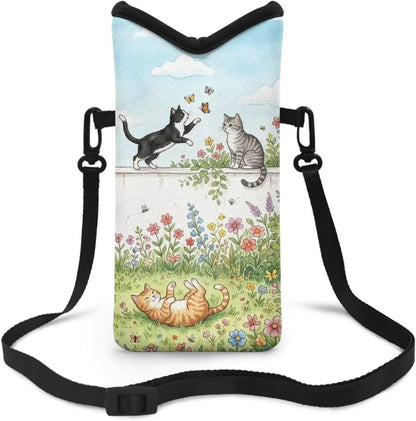 Women Men Crossbody Phone Bag Lightweight Neoprene Cellphone Case Waterproof Phone Carry Pouch for iPhone 15/14/ 13 Pro Max, for Samsung S24, S23+, A25, A35, Hummingbird Floral Pattern - Colors A