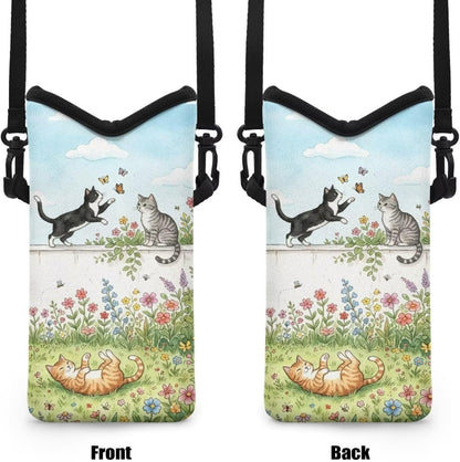 Women Men Crossbody Phone Bag Lightweight Neoprene Cellphone Case Waterproof Phone Carry Pouch for iPhone 15/14/ 13 Pro Max, for Samsung S24, S23+, A25, A35, Hummingbird Floral Pattern - Colors A