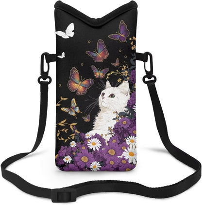 Women Men Crossbody Phone Bag Lightweight Neoprene Cellphone Case Waterproof Phone Carry Pouch for iPhone 15/14/ 13 Pro Max, for Samsung S24, S23+, A25, A35, Hummingbird Floral Pattern - Colors A
