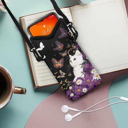 Women Men Crossbody Phone Bag Lightweight Neoprene Cellphone Case Waterproof Phone Carry Pouch for iPhone 15/14/ 13 Pro Max, for Samsung S24, S23+, A25, A35, Hummingbird Floral Pattern - Colors A