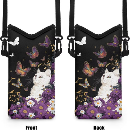 Women Men Crossbody Phone Bag Lightweight Neoprene Cellphone Case Waterproof Phone Carry Pouch for iPhone 15/14/ 13 Pro Max, for Samsung S24, S23+, A25, A35, Hummingbird Floral Pattern - Colors A