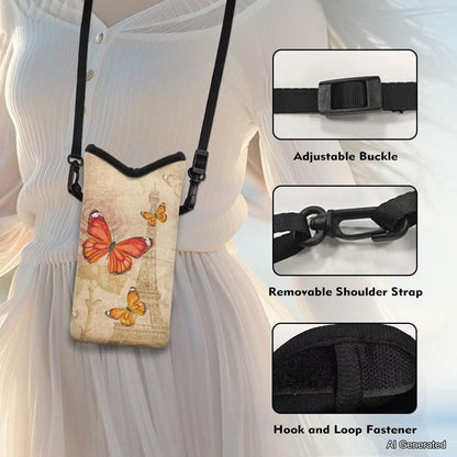 Women Men Crossbody Phone Bag Lightweight Neoprene Cellphone Case Waterproof Phone Carry Pouch for iPhone 15/14/ 13 Pro Max, for Samsung S24, S23+, A25, A35, Hummingbird Floral Pattern - Colors A
