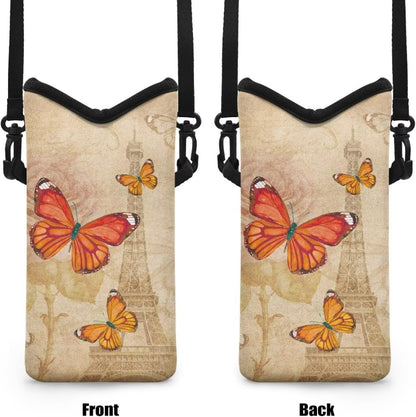 Women Men Crossbody Phone Bag Lightweight Neoprene Cellphone Case Waterproof Phone Carry Pouch for iPhone 15/14/ 13 Pro Max, for Samsung S24, S23+, A25, A35, Hummingbird Floral Pattern - Colors A