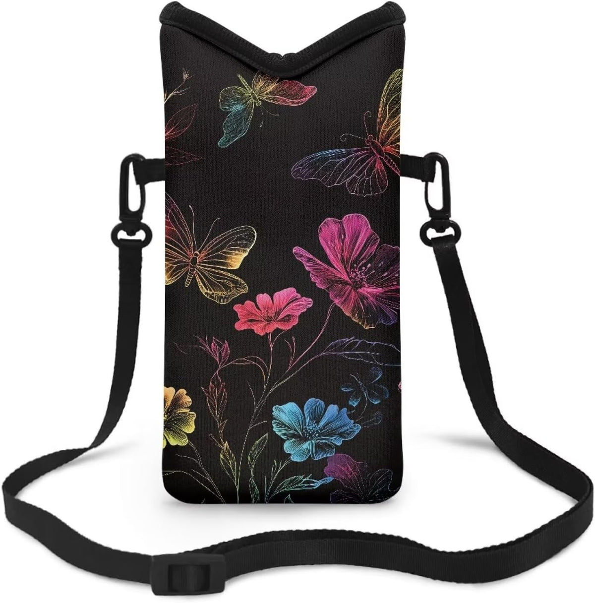 Women Men Crossbody Phone Bag Lightweight Neoprene Cellphone Case Waterproof Phone Carry Pouch for iPhone 15/14/ 13 Pro Max, for Samsung S24, S23+, A25, A35, Hummingbird Floral Pattern - Colors A