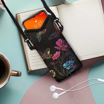 Women Men Crossbody Phone Bag Lightweight Neoprene Cellphone Case Waterproof Phone Carry Pouch for iPhone 15/14/ 13 Pro Max, for Samsung S24, S23+, A25, A35, Hummingbird Floral Pattern - Colors A
