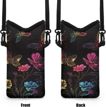 Women Men Crossbody Phone Bag Lightweight Neoprene Cellphone Case Waterproof Phone Carry Pouch for iPhone 15/14/ 13 Pro Max, for Samsung S24, S23+, A25, A35, Hummingbird Floral Pattern - Colors A