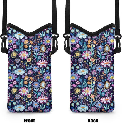 Women Men Crossbody Phone Bag Lightweight Neoprene Cellphone Case Waterproof Phone Carry Pouch for iPhone 15/14/ 13 Pro Max, for Samsung S24, S23+, A25, A35, Hummingbird Floral Pattern - Colors A