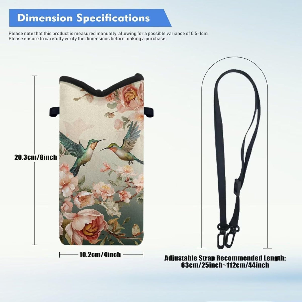 Women Men Crossbody Phone Bag Lightweight Neoprene Cellphone Case Waterproof Phone Carry Pouch for iPhone 15/14/ 13 Pro Max, for Samsung S24, S23+, A25, A35, Hummingbird Floral Pattern - Colors A