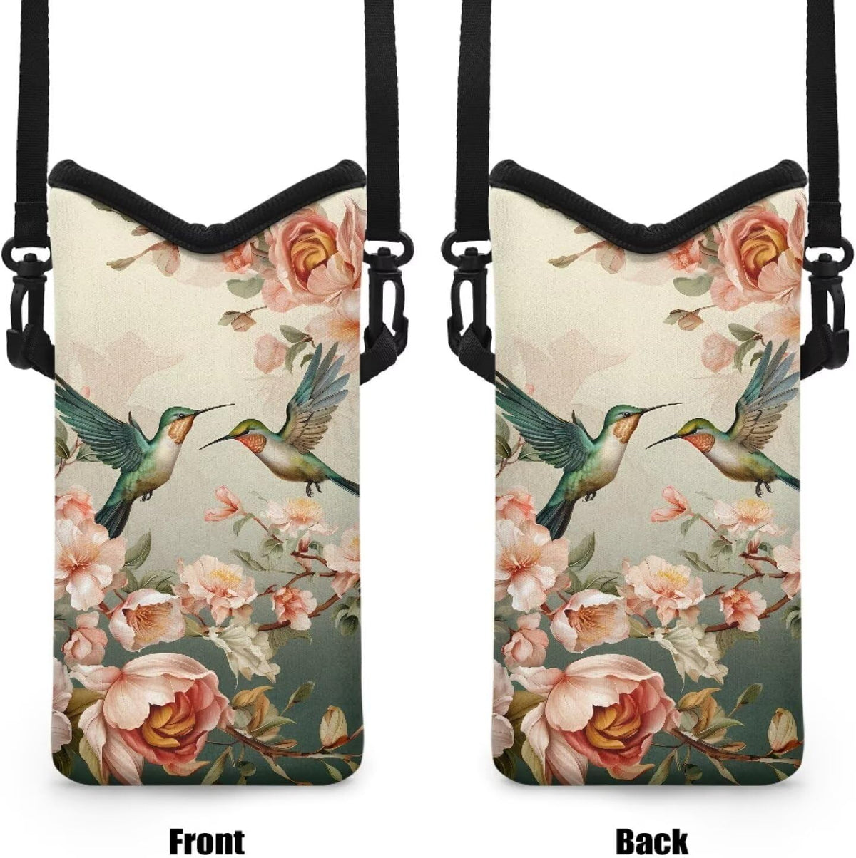 Women Men Crossbody Phone Bag Lightweight Neoprene Cellphone Case Waterproof Phone Carry Pouch for iPhone 15/14/ 13 Pro Max, for Samsung S24, S23+, A25, A35, Hummingbird Floral Pattern - Colors A