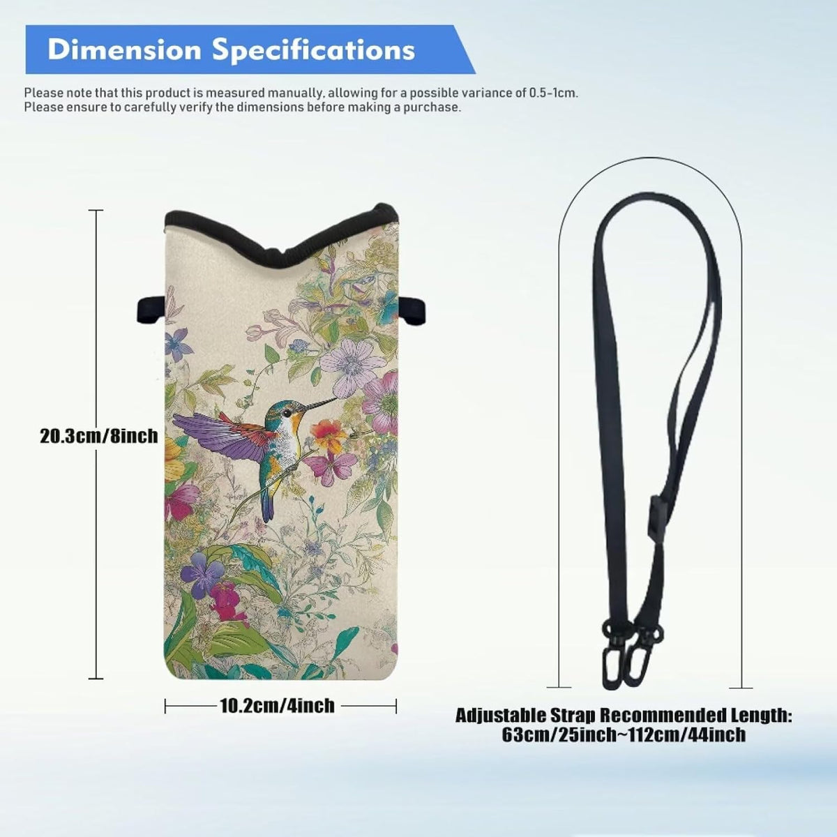 Women Men Crossbody Phone Bag Lightweight Neoprene Cellphone Case Waterproof Phone Carry Pouch for iPhone 15/14/ 13 Pro Max, for Samsung S24, S23+, A25, A35, Hummingbird Floral Pattern - Colors A