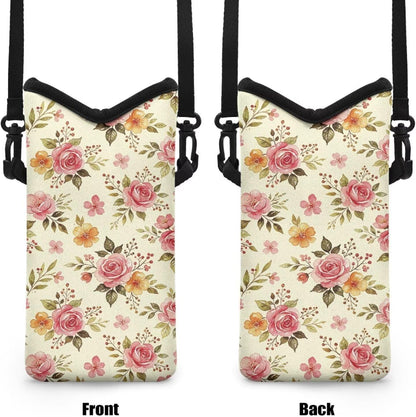 Women Men Crossbody Phone Bag Lightweight Neoprene Cellphone Case Waterproof Phone Carry Pouch for iPhone 15/14/ 13 Pro Max, for Samsung S24, S23+, A25, A35, Hummingbird Floral Pattern - Colors A