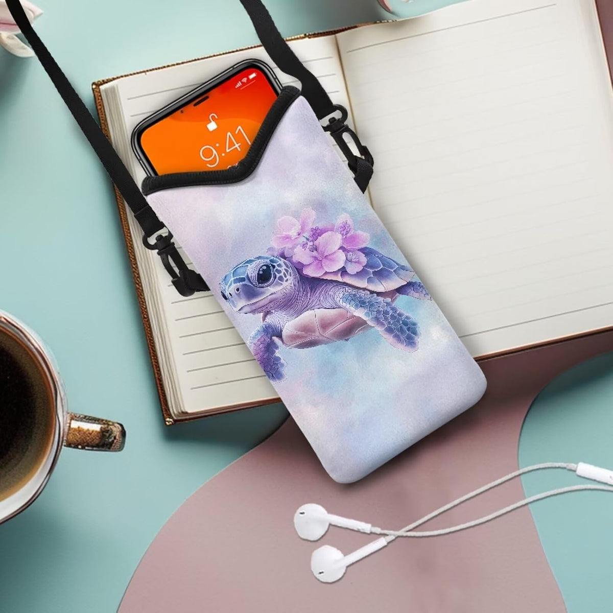 Women Men Crossbody Phone Bag Lightweight Neoprene Cellphone Case Waterproof Phone Carry Pouch for iPhone 15/14/ 13 Pro Max, for Samsung S24, S23+, A25, A35, Hummingbird Floral Pattern - Colors A