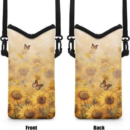 Women Men Crossbody Phone Bag Lightweight Neoprene Cellphone Case Waterproof Phone Carry Pouch for iPhone 15/14/ 13 Pro Max, for Samsung S24, S23+, A25, A35, Hummingbird Floral Pattern - Colors A