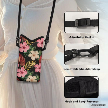 Women Men Crossbody Phone Bag Lightweight Neoprene Cellphone Case Waterproof Phone Carry Pouch for iPhone 15/14/ 13 Pro Max, for Samsung S24, S23+, A25, A35, Hummingbird Floral Pattern - Colors A