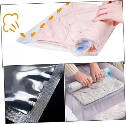 12pcs Vacuum Compression Bags Hand Roll up Travel Packaging Pouches Pa+pe Material 35x50cm 40x60cm Space Saving Clothing Storage Bags for Suitcases and Travel