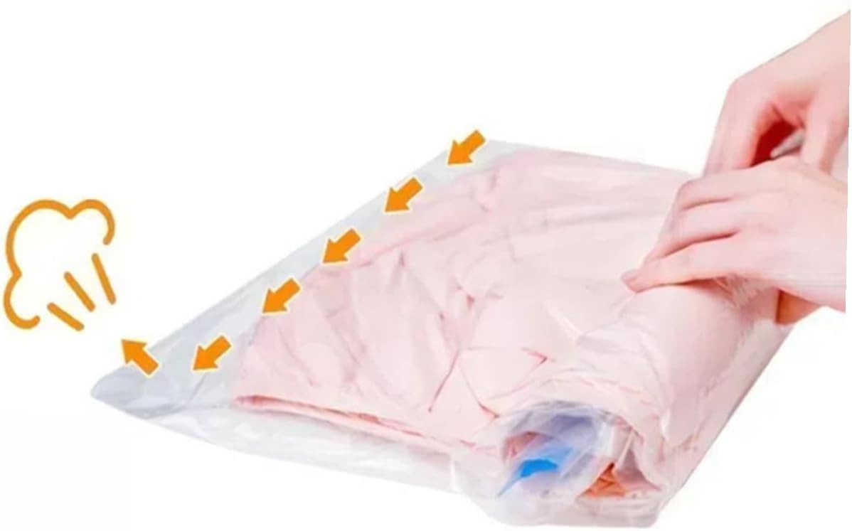 12pcs Vacuum Compression Bags Hand Roll up Travel Packaging Pouches Pa+pe Material 35x50cm 40x60cm Space Saving Clothing Storage Bags for Suitcases and Travel