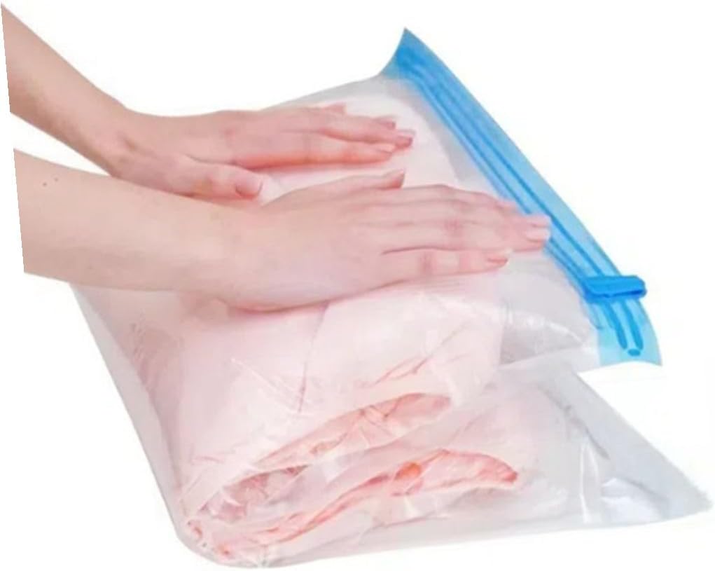 12pcs Vacuum Compression Bags Hand Roll up Travel Packaging Pouches Pa+pe Material 35x50cm 40x60cm Space Saving Clothing Storage Bags for Suitcases and Travel