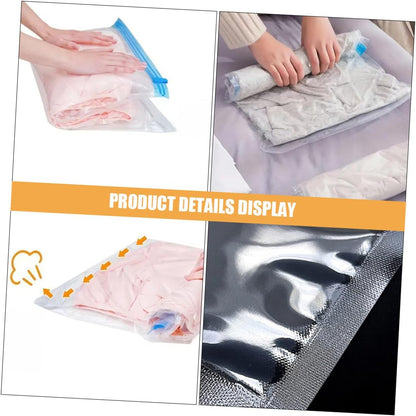 12pcs Vacuum Compression Bags Hand Roll up Travel Packaging Pouches Pa+pe Material 35x50cm 40x60cm Space Saving Clothing Storage Bags for Suitcases and Travel