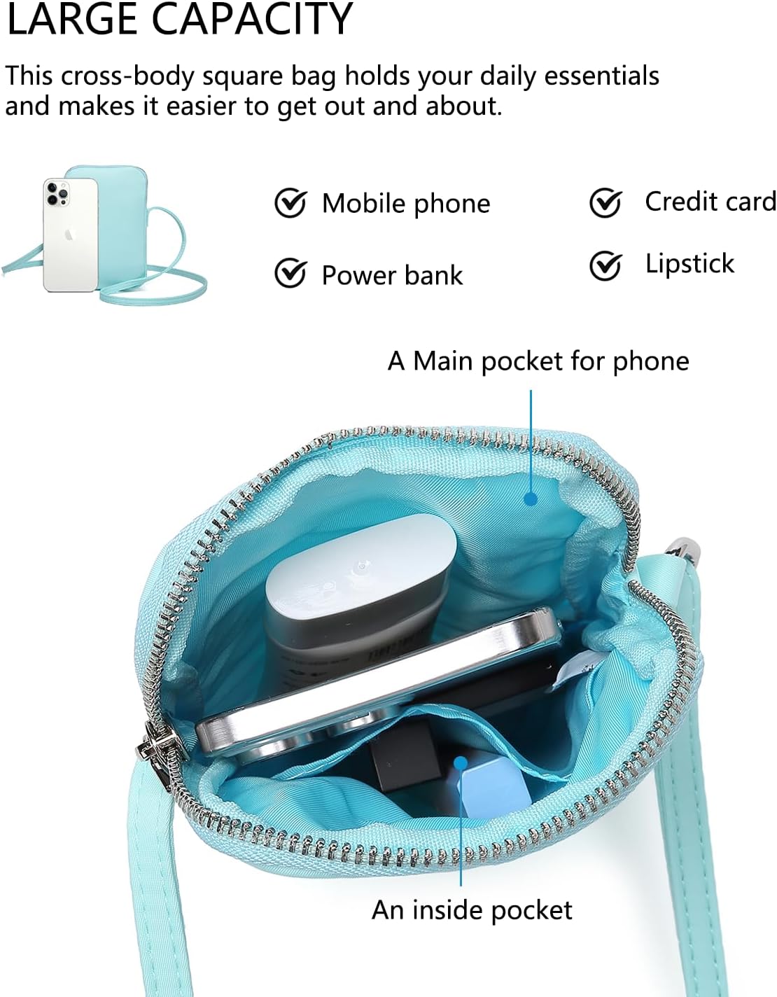 Small Crossbody Cell Phone Purse for Women Lightweight Shoulder Wallet Bag with Card Slots - Colors A