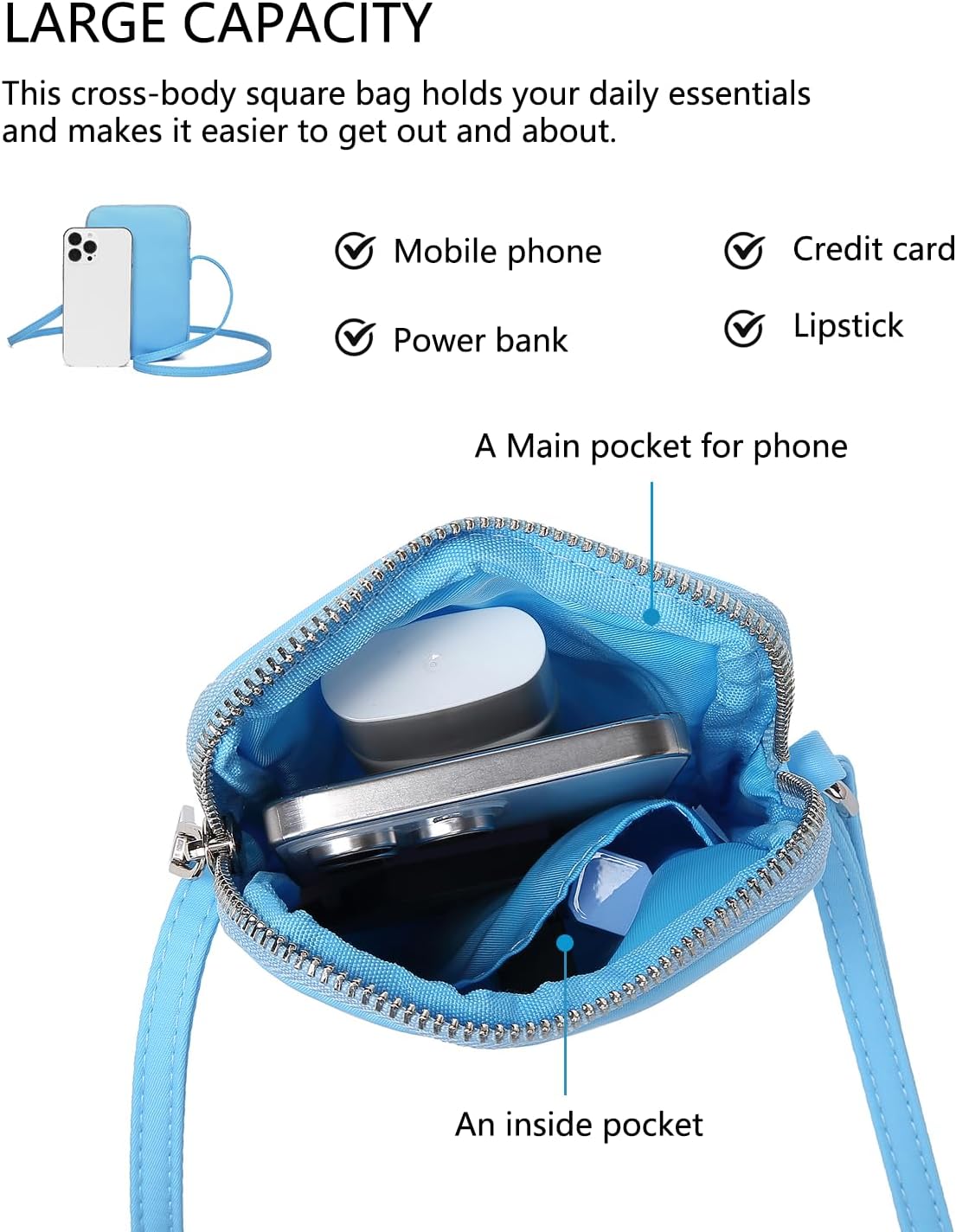 Small Crossbody Cell Phone Purse for Women Lightweight Shoulder Wallet Bag with Card Slots - Colors A