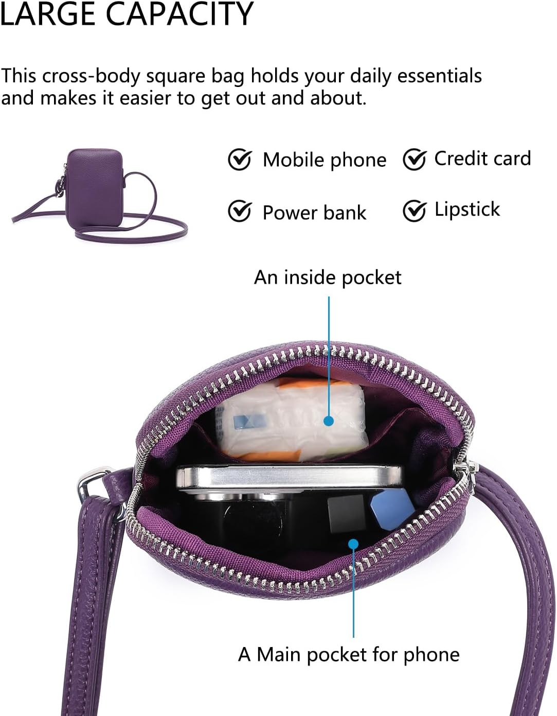 Small Crossbody Cell Phone Purse for Women Lightweight Shoulder Wallet Bag with Card Slots - Colors A