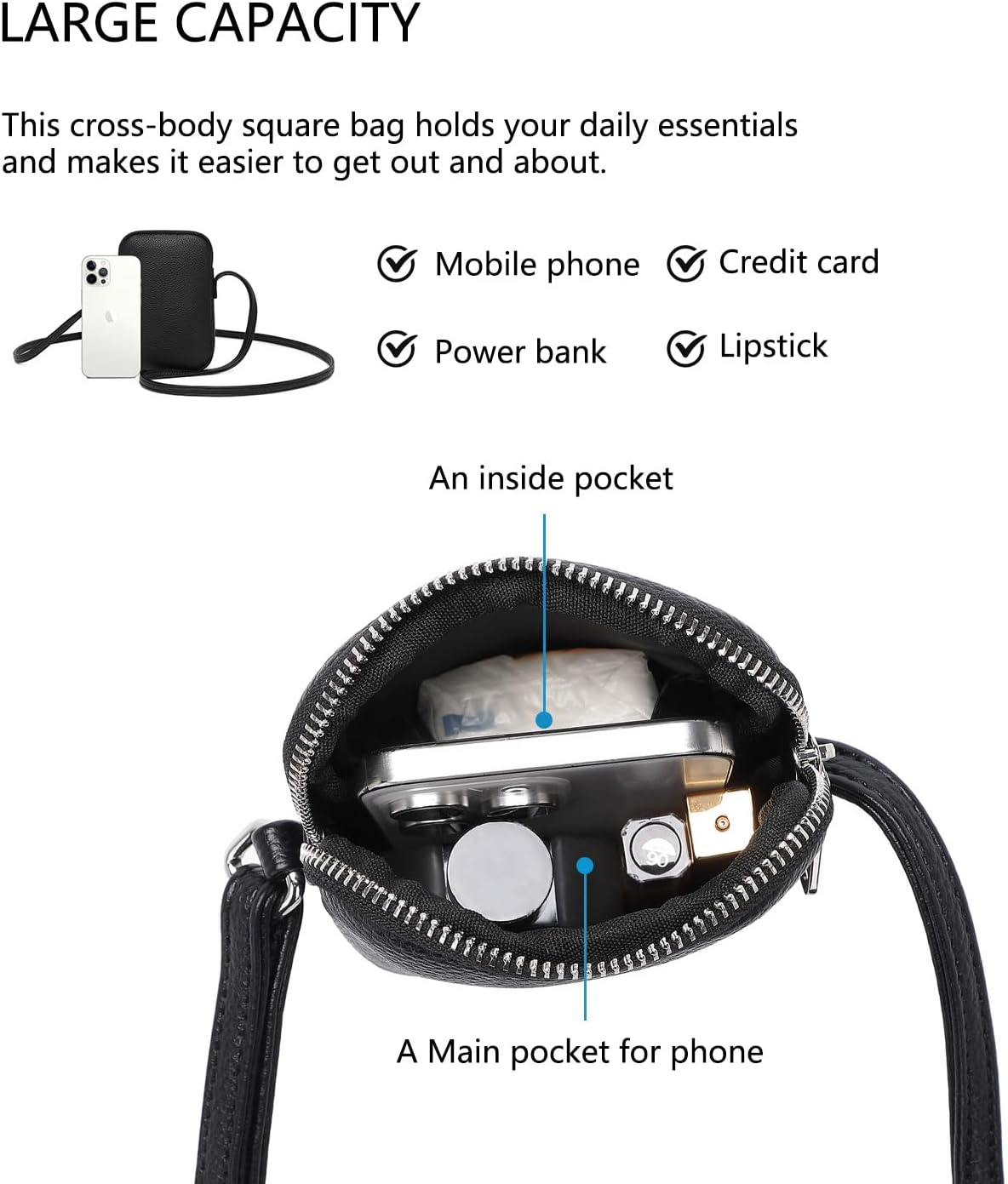 Small Crossbody Cell Phone Purse for Women Lightweight Shoulder Wallet Bag with Card Slots - Colors A