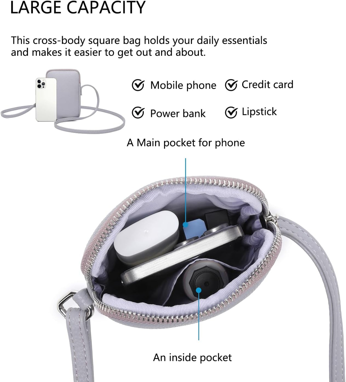 Small Crossbody Cell Phone Purse for Women Lightweight Shoulder Wallet Bag with Card Slots - Colors A