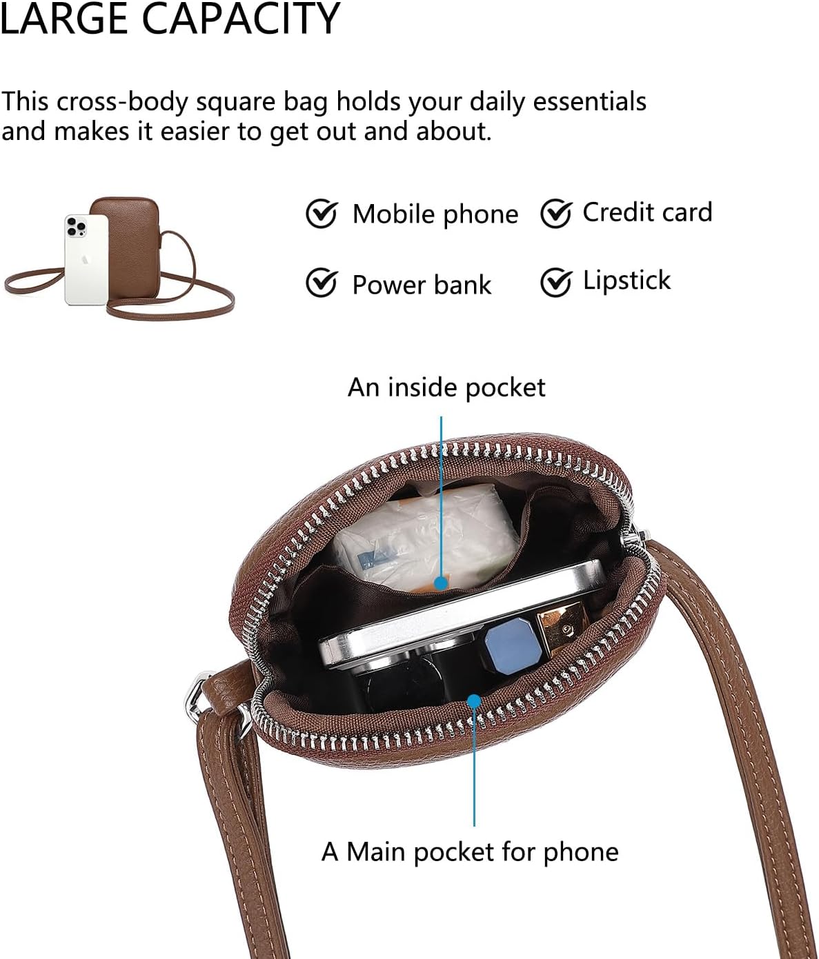 Small Crossbody Cell Phone Purse for Women Lightweight Shoulder Wallet Bag with Card Slots - Colors A