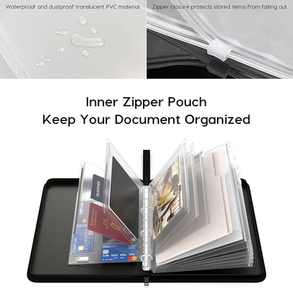 Important Document Organizer Binder, Fireproof Certificate Protector | Waterproof, Birth Certificate Protector, 4 Ring Zipper Binder, Passport Holder, Fireproof Bag