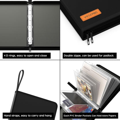 Important Document Organizer Binder, Fireproof Certificate Protector | Waterproof, Birth Certificate Protector, 4 Ring Zipper Binder, Passport Holder, Fireproof Bag