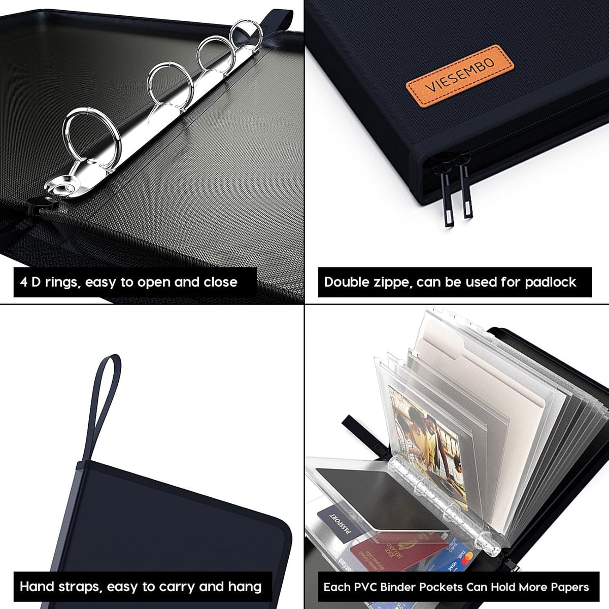 Important Document Organizer Binder, Fireproof Certificate Protector | Waterproof, Birth Certificate Protector, 4 Ring Zipper Binder, Passport Holder, Fireproof Bag