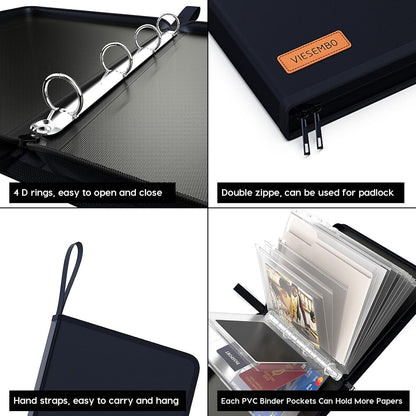 Important Document Organizer Binder, Fireproof Certificate Protector | Waterproof, Birth Certificate Protector, 4 Ring Zipper Binder, Passport Holder, Fireproof Bag