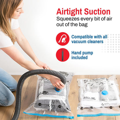 Small Vacuum Storage Bags for Comforters, Blankets & Clothes – Vacuum Sealed Compression Bags with Hand Pump – Storage Bags for Bedding, Moving, Travel & Organization