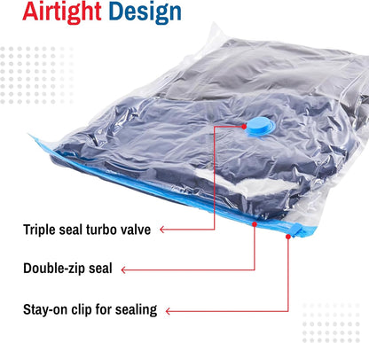 Small Vacuum Storage Bags for Comforters, Blankets & Clothes – Vacuum Sealed Compression Bags with Hand Pump – Storage Bags for Bedding, Moving, Travel & Organization