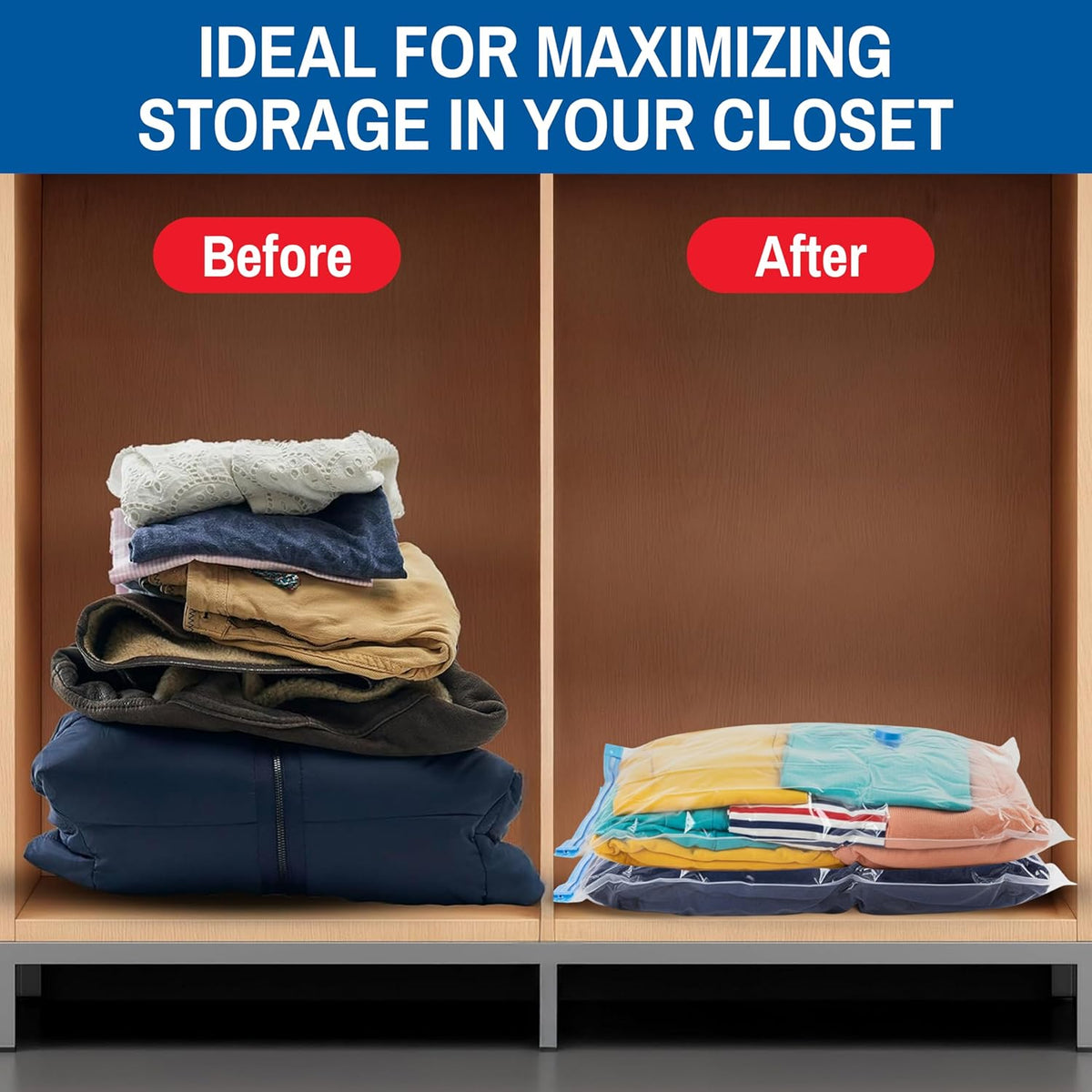 Small Vacuum Storage Bags for Comforters, Blankets & Clothes – Vacuum Sealed Compression Bags with Hand Pump – Storage Bags for Bedding, Moving, Travel & Organization