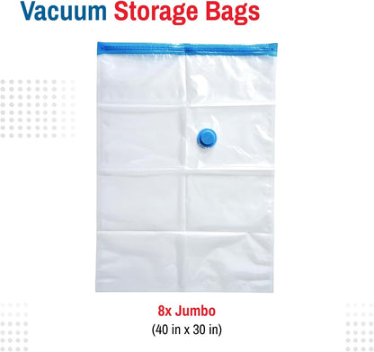 Small Vacuum Storage Bags for Comforters, Blankets & Clothes – Vacuum Sealed Compression Bags with Hand Pump – Storage Bags for Bedding, Moving, Travel & Organization