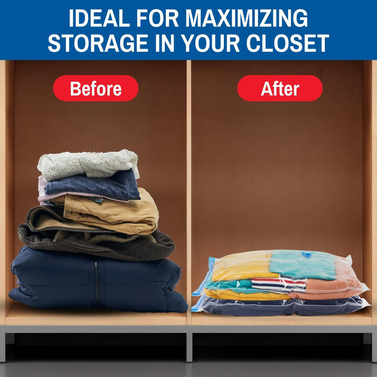Small Vacuum Storage Bags for Comforters, Blankets & Clothes – Vacuum Sealed Compression Bags with Hand Pump – Storage Bags for Bedding, Moving, Travel & Organization