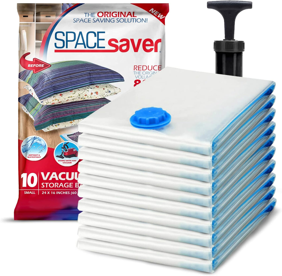 Small Vacuum Storage Bags for Comforters, Blankets & Clothes – Vacuum Sealed Compression Bags with Hand Pump – Storage Bags for Bedding, Moving, Travel & Organization