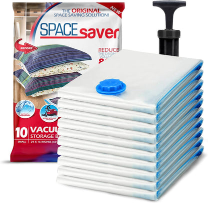 Small Vacuum Storage Bags for Comforters, Blankets & Clothes – Vacuum Sealed Compression Bags with Hand Pump – Storage Bags for Bedding, Moving, Travel & Organization
