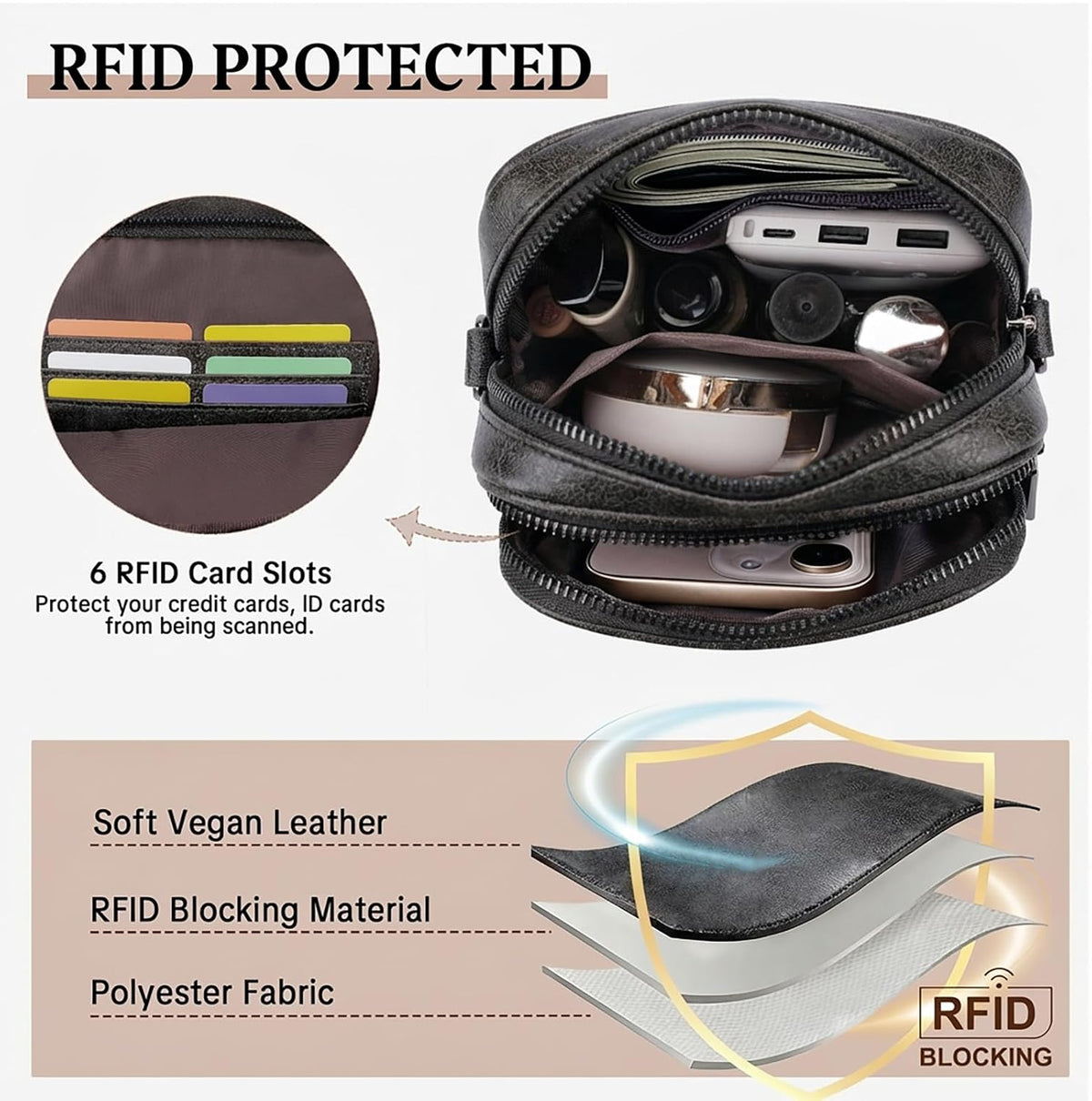 BELTANA Small Crossbody Bags for Women, Lightweight RFID Cell Phone Purse | Soft vegan leather, butterfly pattern, adjustable strap, triple compartments, perfect for travel & daily use, gift for women